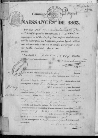 Naissances, mariages, décès (1863-1872)