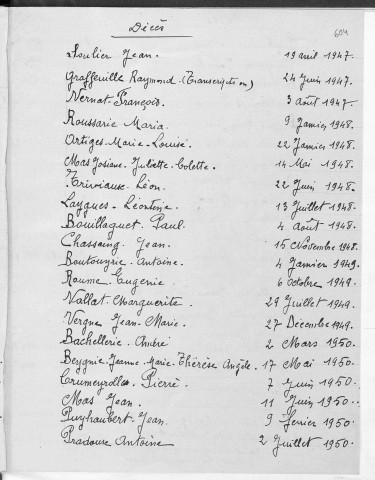 Tables décennales des décès (1943-1952)