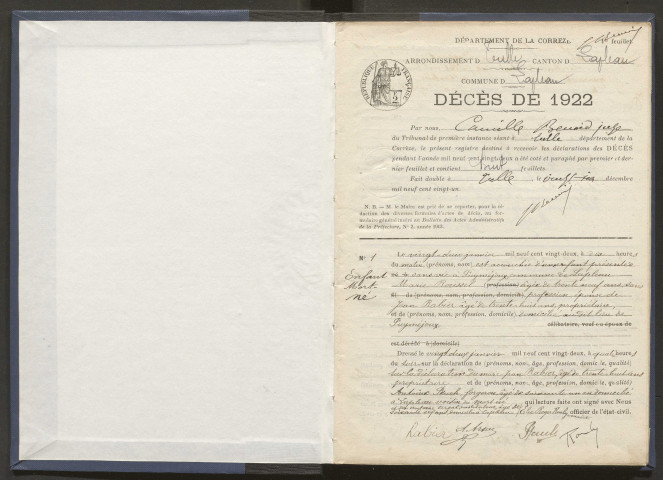 Décès (1922-1932).