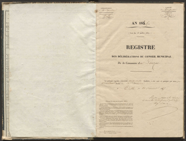 Délibérations du conseil municipal. 09 février 1845-11 février 1849