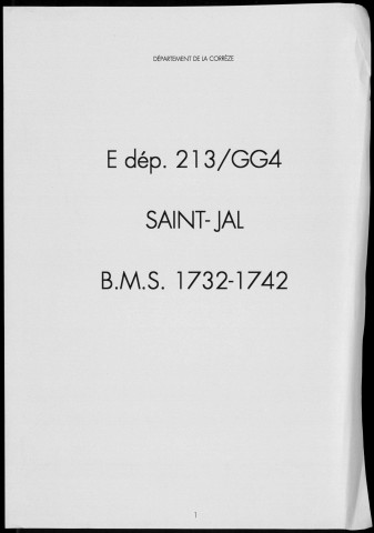 Baptêmes, mariages, sépultures (1732-1742)