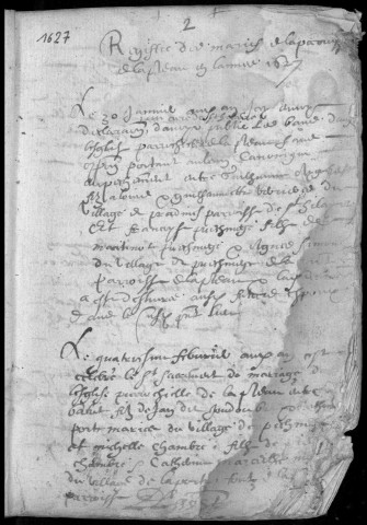 Baptêmes, mariages, sépultures (1627-1677)