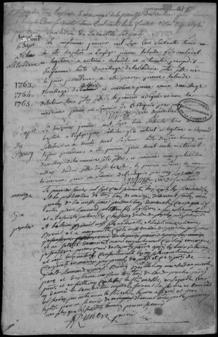 Baptêmes, mariages, sépultures (1763-1772)