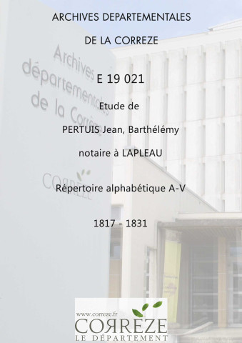 Répertoire alphabétique : A-V