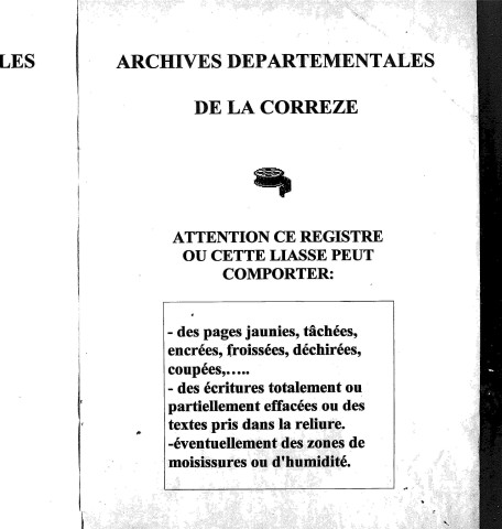 Naissances, mariages, décès (1833-1842)