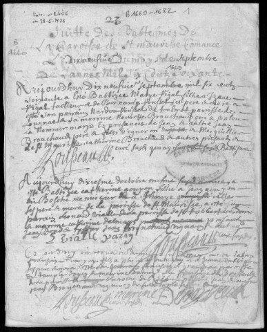 Baptêmes, mariages, sépultures (1660-1792)