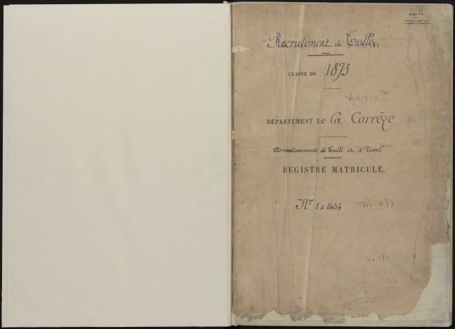 Classe 1873 : matricules 1 à 1454.