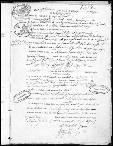 Naissances, mariages, décès (1803-1812)