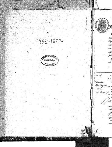 Naissances, mariages, décès (1863-1872)