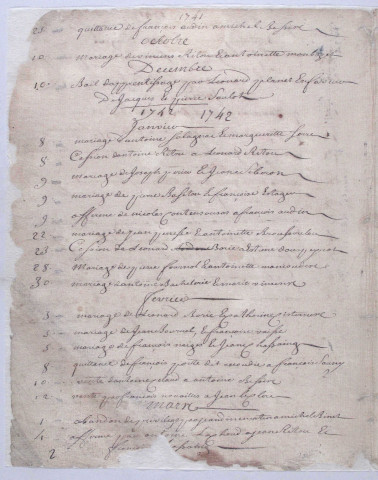 Répertoire chronologique (17 mai 1741-16 janvier 1785); table des testaments (1765-1769)