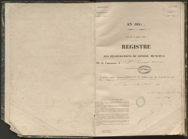 Délibérations du conseil municipal. 16 mai 1858-11 mai 1871