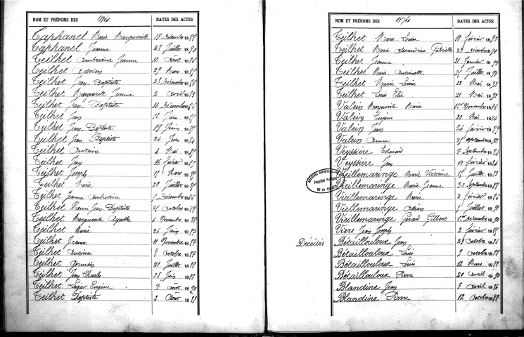 Tables décennales des décès (1883-1892)