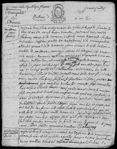 Naissances, mariages, décès (1795-1802)