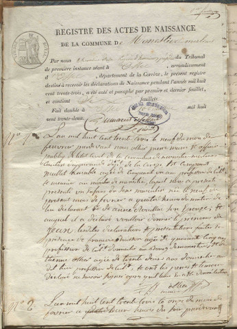 Naissances, mariages, décès (1832-1842)