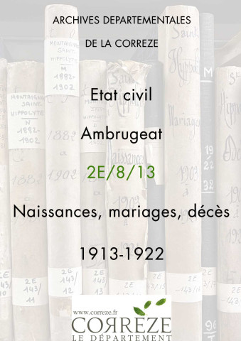 Naissances, mariages, décès (1913-1922).
