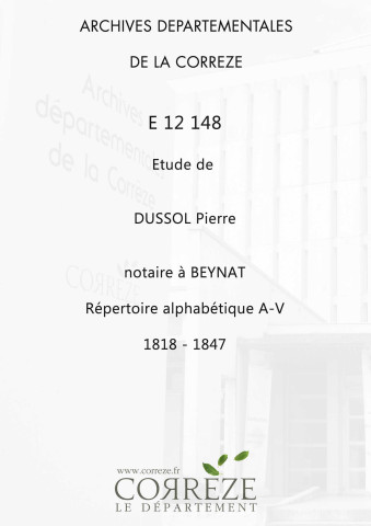 Répertoire alphabétique : A-V