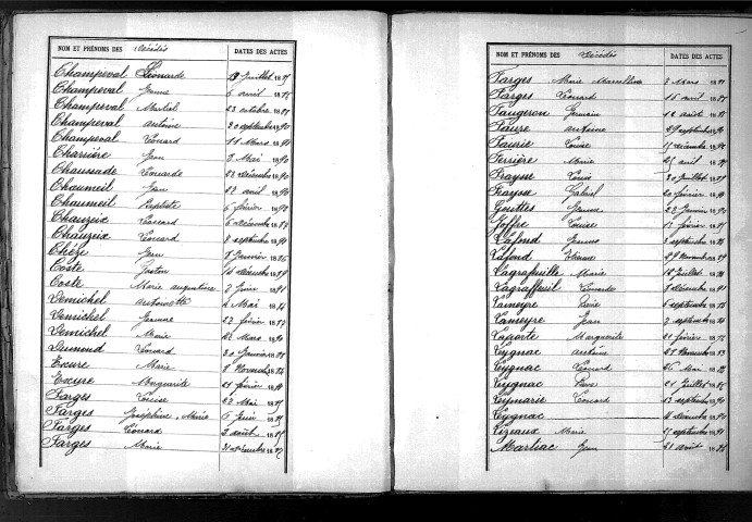 Tables décennales des décès (1883-1892)