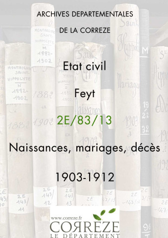 Naissances, mariages, décès (1903-1912).