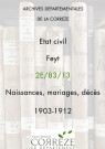 Naissances, mariages, décès (1903-1912).