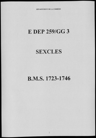 Baptêmes, mariages, sépultures (1723-1746)