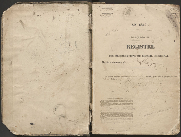 Délibérations du conseil municipal. 30 mai 1855-29 mars 1874
