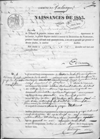 Naissances, mariages, décès (1843-1852)