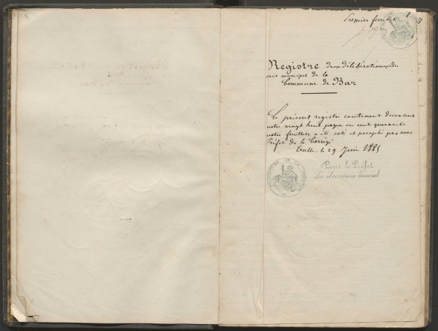 Délibérations du conseil municipal. 22 novembre 1885-28 avril 1895