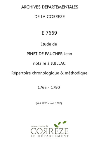 Répertoire chronologique et méthodique: mai 1765-avril 1790