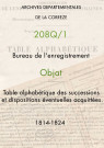 Table alphabétique des successions et dispositions éventuelles acquittées