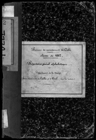 Classe 1882 : table alphabétique.