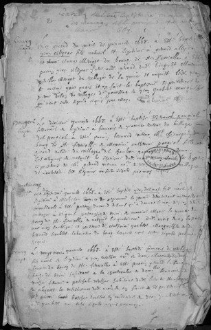 Baptêmes, mariages, sépultures (1668-1682)