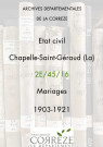 Mariages (1903-1921).