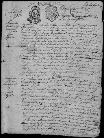 Naissances, mariages, décès (1793-1802)