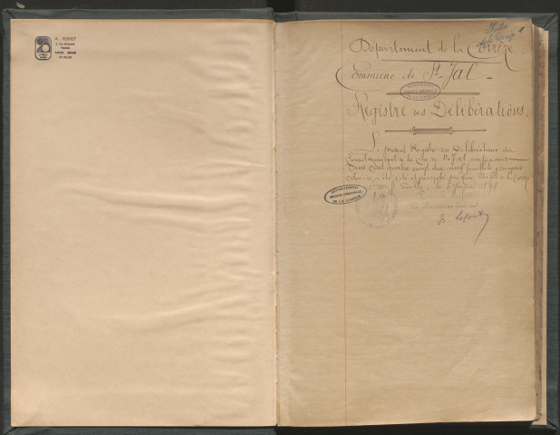 Délibérations du conseil municipal. 18 février 1894-17 février 1913