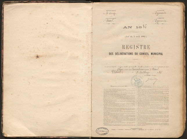 Délibérations du conseil municipal. 04 juillet 1886-25 mai 1902