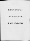 Baptêmes, mariages, sépultures (1748-1783)