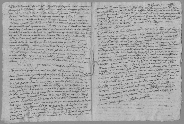 Naissances, mariages, décès (1793-1798)