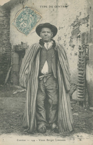Folklore : "Type du Centre - Corrèze - 144 - Vieux berger limousin".