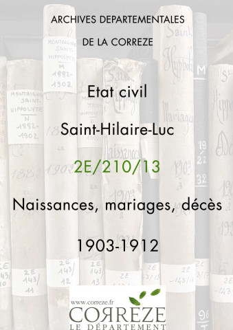 Naissances, mariages, décès (1903-1912).