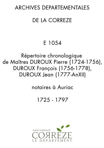Répertoires chronologiques : 1725-An XII