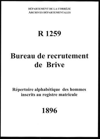 Classe 1896 : table alphabétique.