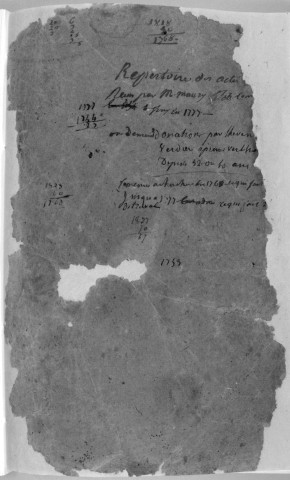 Répertoire chronologique : 1753-1777