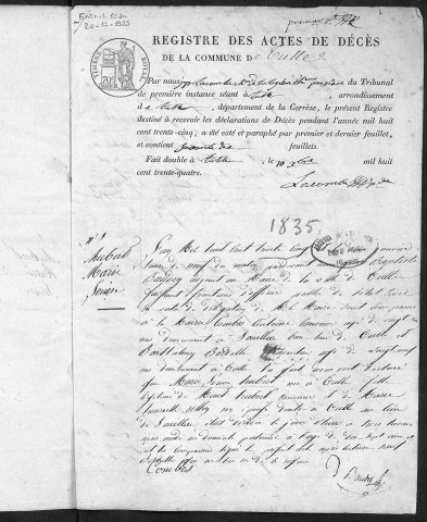 Décès (1835-1839)
