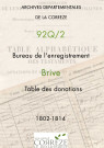 Table des donations