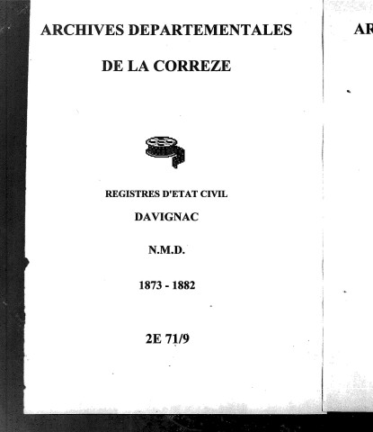 Naissances, mariages, décès (1873-1882)