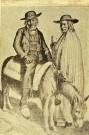 Deux hommes dont un chevauchant un âne.