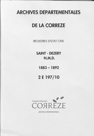 Naissances, mariages, décès (1883-1892)