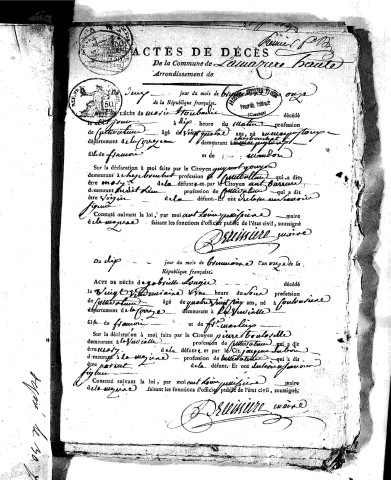 Naissances, mariages, décès (1803-1812)