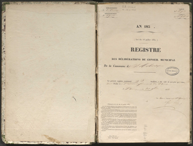 Délibérations du conseil municipal. 24 novembre 1852-24 mars 1872