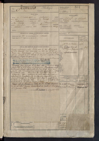 Classe 1912 : matricules 501 à 800.